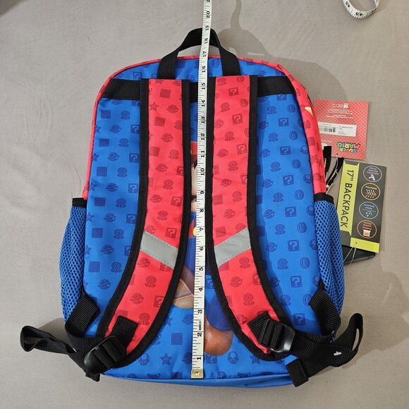 Nintendo Super Mario Backpack 17" Luigi Yoshi Padded Tablet Pocket Key Chain Kid - Picture 7 of 8